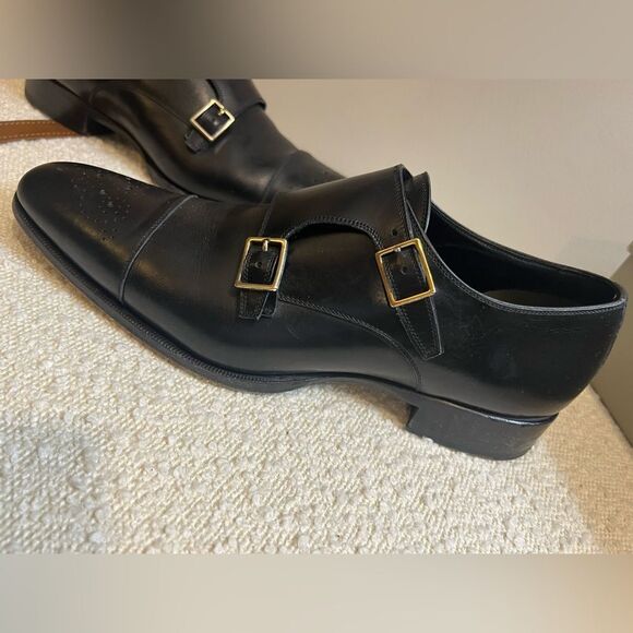 Tom Ford mens Black Leather Double Monk Strap Shoes size 13 main image 15